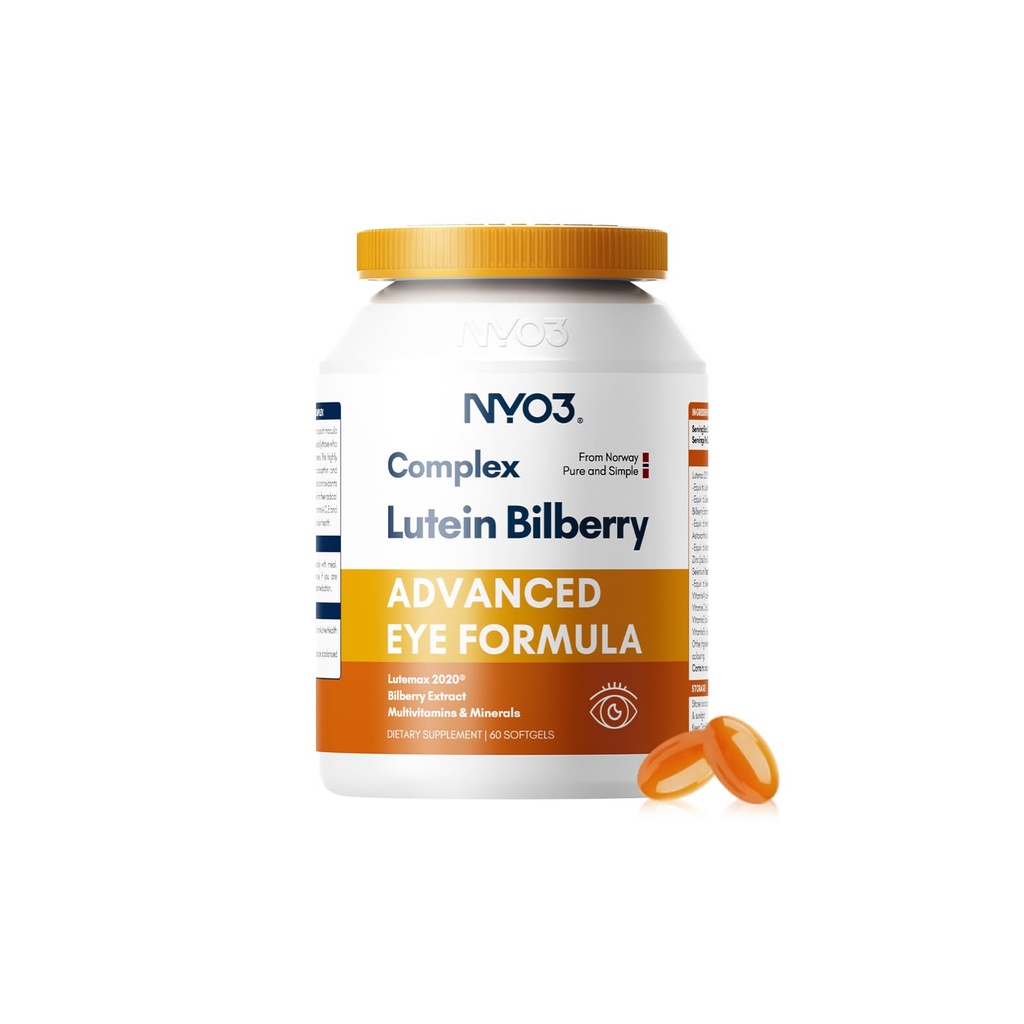 Lutein와 Zeaxanthin를 가진 NYO3 눈 비타민은, NIH, 진보된 Bilberry & Astaxanthin, 비타민 A, C, E, B12 & 무기물, 눈 건강 & 시각 보호, 60 Softgels에 의해 추천했습니다