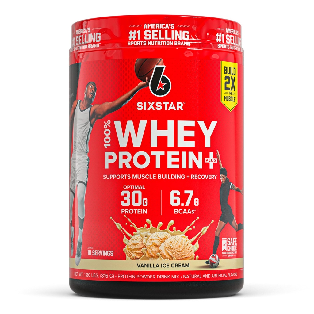 6 성급 호이 단백질 분말 플러스 - 근육 건물 & 회복 공식 Whey Isolate 분말, BCAA, 30g 단백질, 면역 지원 - 포스트 운동 보충 - 바닐라 크림, 1.8 파운드