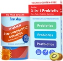 FIRST DAY Womens 3-in-1 Probiotic Gummies - Prebiotic + Probiotic + Postbiotic Supplement - 소화 및 구강 건강, 면역 기능 및 에너지 레벨 지원 - 30 일 공급
