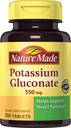 Nature Made Potassium Gluconate 550 mg, 심장 건강 지원을위한 다이어트 보충, 100 개 (포장 3)