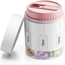 Daviky Pill 병 주최자, 7 대형 Compartments, 여행 Pill 분배기 2 개의 뚜껑이있는 둥근 Pill 상자 (핑크