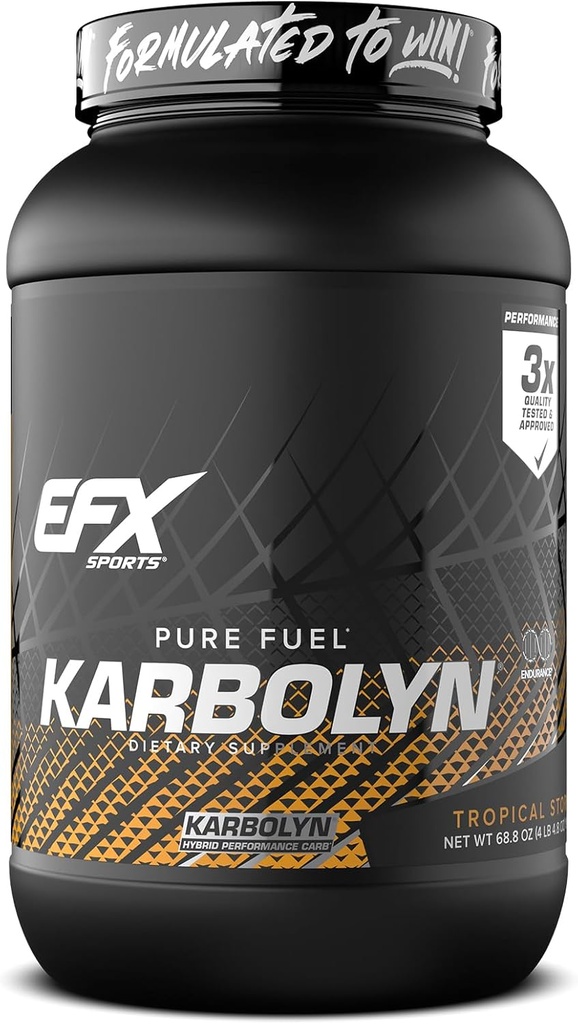 EFX Sports Karbolyn Fuel | 빠른 흡수 탄수화물 분말 | 캐비넷 로드, 지속 에너지, 빠른 회복 | 자극제 무료 | 37 인분 (트로피컬 폭풍)