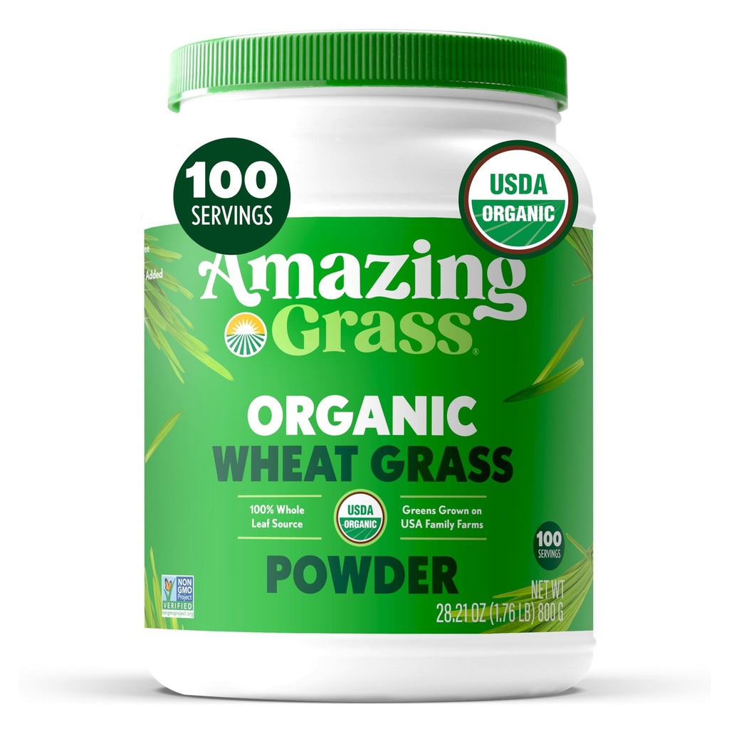 놀랄만한 잔디 밀 잔디 분말: 에너지, Detox & Immunity 지원, Chlorophyll Providing 녹색, 100개의 서빙을 위한 100% 전체 잎 밀 잔디 분말