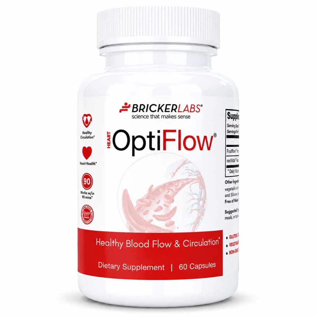 Bricker Labs OptiFlow 혈액 순환 비타민, 자연적으로 건강한 혈액 흐름을 지원하고, FruitFlow와 resVida Trans resveratrol를 포함합니다. 혈액 낙관자 보충교재 60의 캡슐