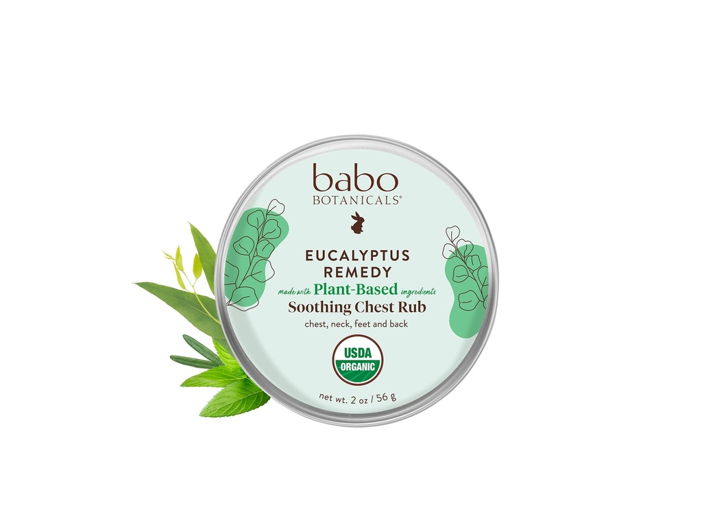 Babo Botanicals Eucalyptus Remedy Soothing Chest Rub - USDA Organic - eucalyptus, 라벤더 및 로즈마리 에센셜 오일과의 캘리브레이션 릴리프 - Camphor 또는 Petroleum없이 제작 - 나이 3+