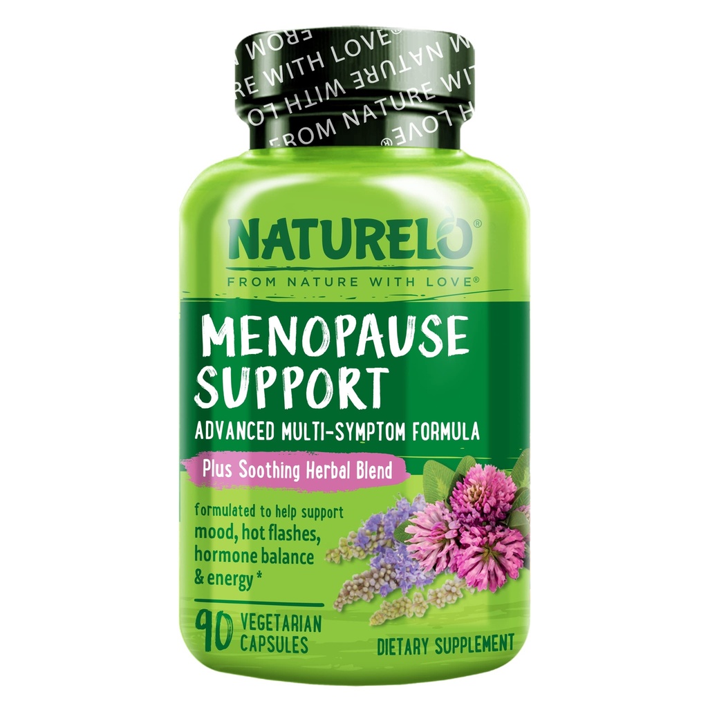 NATURELO Menopause 여성용 보충제, Menopause Hot Flashes 용 Black Cohosh와 초본 혼합 고급 에스트로겐 멀티-Symptom 공식 90 캡슐