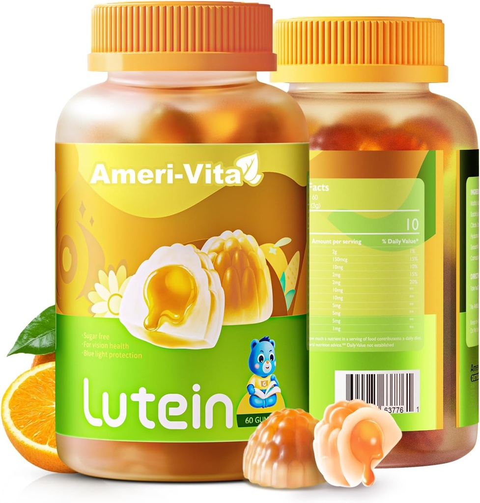설탕 눈 건강을 위한 자유로운 Lutein 5mg Gummies: 1mg Zeaxanthin로, Lutein는 눈 비타민을 채웠습니다 시각과 파란 빛 보호를 위한 Gummies Lutein 보충교재, 오렌지 풍미, 60 조사를 보충했습니다
