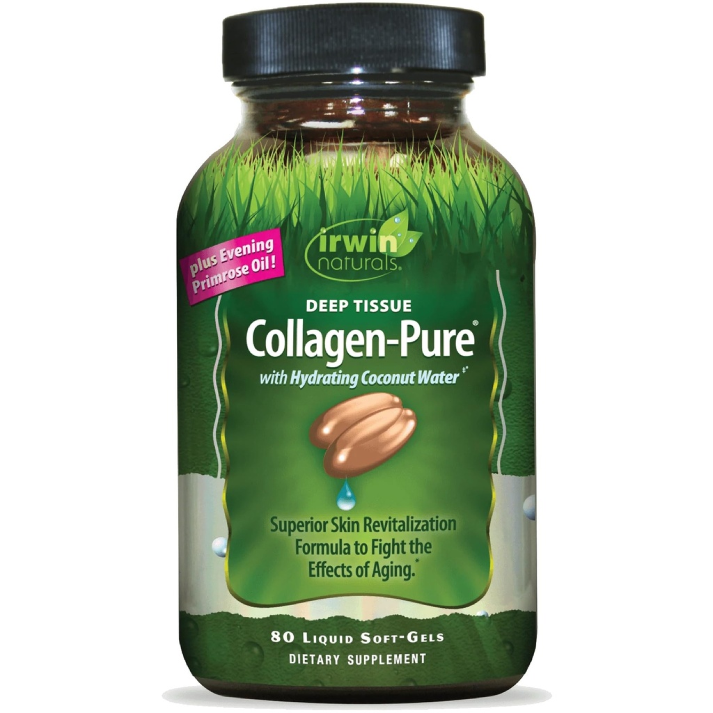 Irwin Naturals Deep Tissue Collagen-Pure - 80 액체 Softgels - 피부를위한 강렬한 노러시먼트 - 가수 분해 콜라겐의 2,000 mg - 16 총 서빙