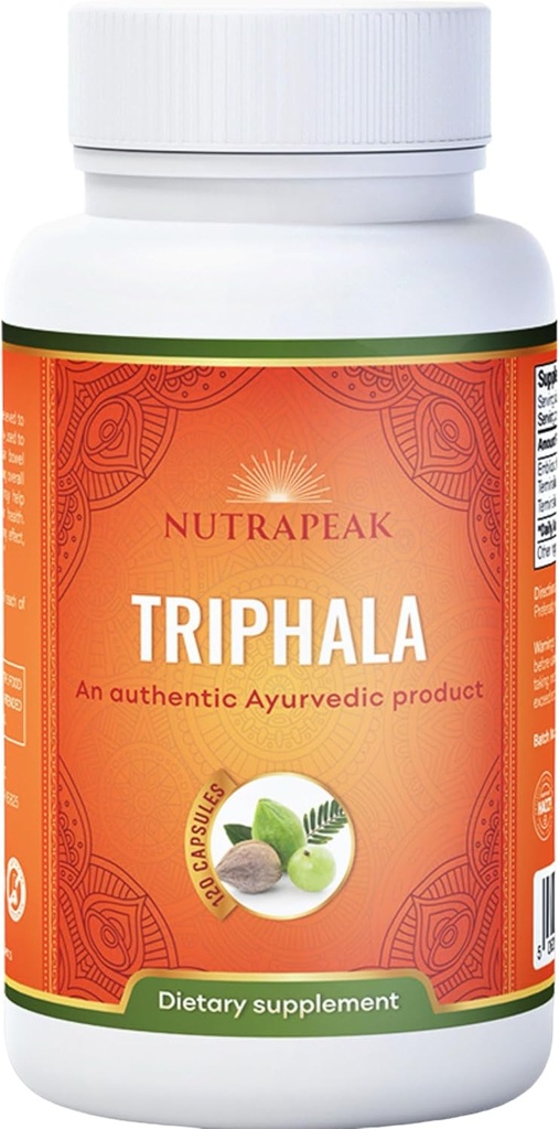 Triphala 캡슐 - 2000mg - Amla Haritaki Bibhitaki 분말로 만든 Ayurvedic Triphala Guggulu 혼합 - 120 캡슐 - Vegan Non-GMO Soy 무료 글루텐 무료
