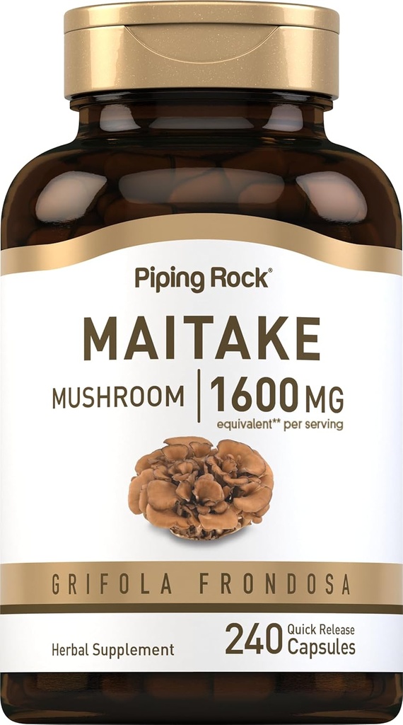 배관 바위 Maitake 버섯 추출물 | 1600mg | 240 캡슐 | 초본 보충 | 비 GMO, 글루텐 무료