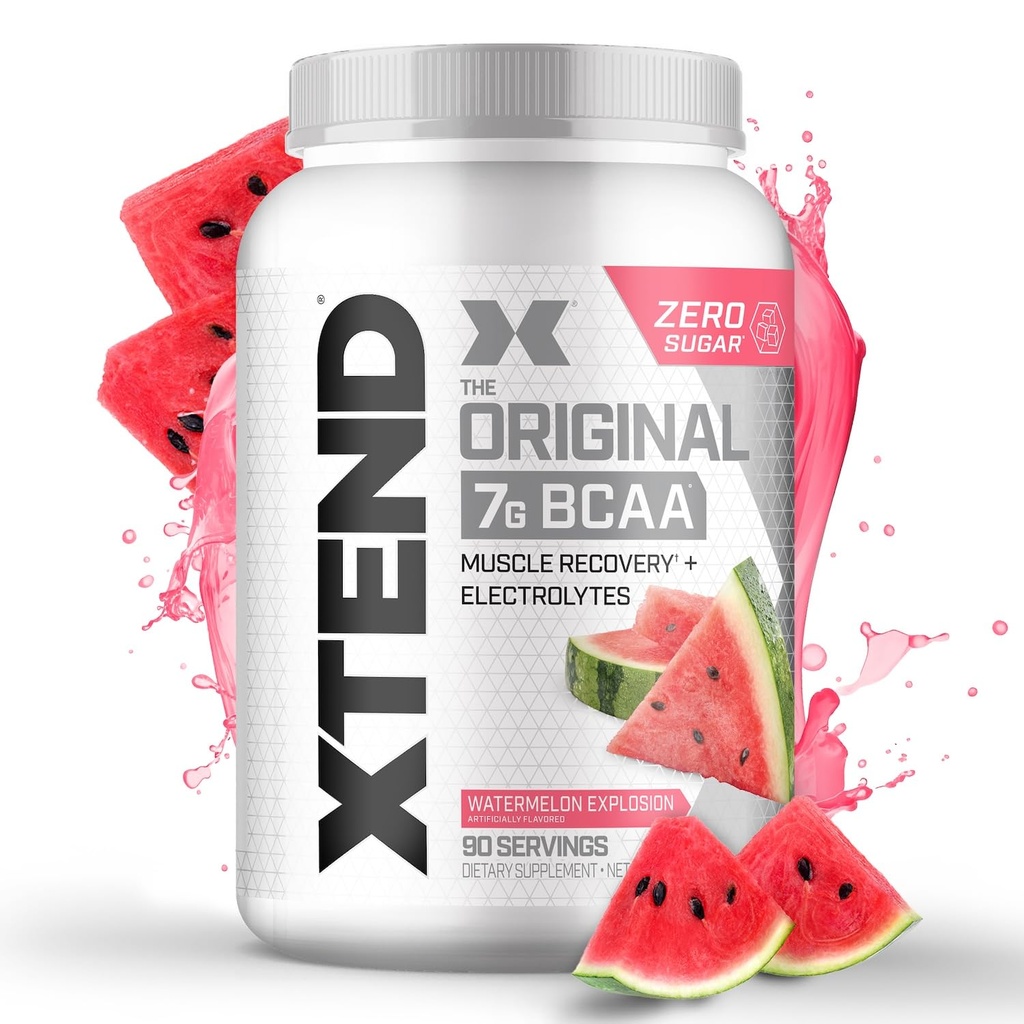 Xtend 본래 BCAA 분말 7g BCAA와 2.5g L 글루타민, 설탕 남자 & 여자를 위한 아미노산을 가진 무료 포스트 운동 근육 회복 음료, 90의 서빙