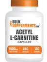 BulkSupplements.com 아세틸 L 카르니틴 캡슐 - ALCAR HCl, 카르니틴 보충 - ALCAR 캡슐, 아세틸 L 카르니틴 1500mg - 글루텐 무료, 서빙 당 2 캡슐, 240 캡슐