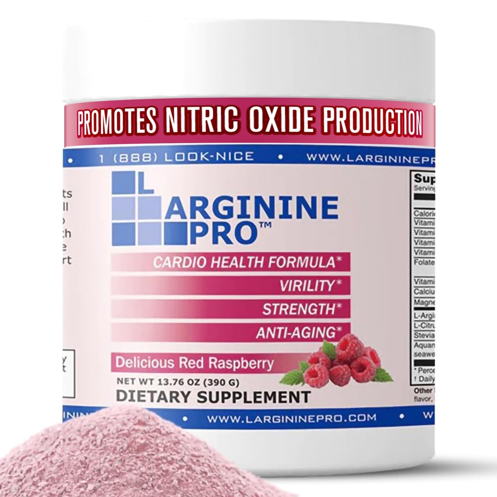 L-ARGININE PRO | 5,500mg L-Arginine Plus L-Citrulline 1,100mg 라즈베리 파우더 음료 믹스 보충