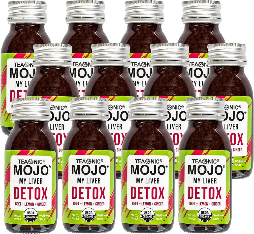 사이트맵 My Liver Mojo : Detox, Wellness Mojo는 Black Pepper, Beet 및 Lemon Juice, USDA 인증을 받았으며 Caffeine Free, Gluten-Free, 2 Fl. Oz 각각 12 팩