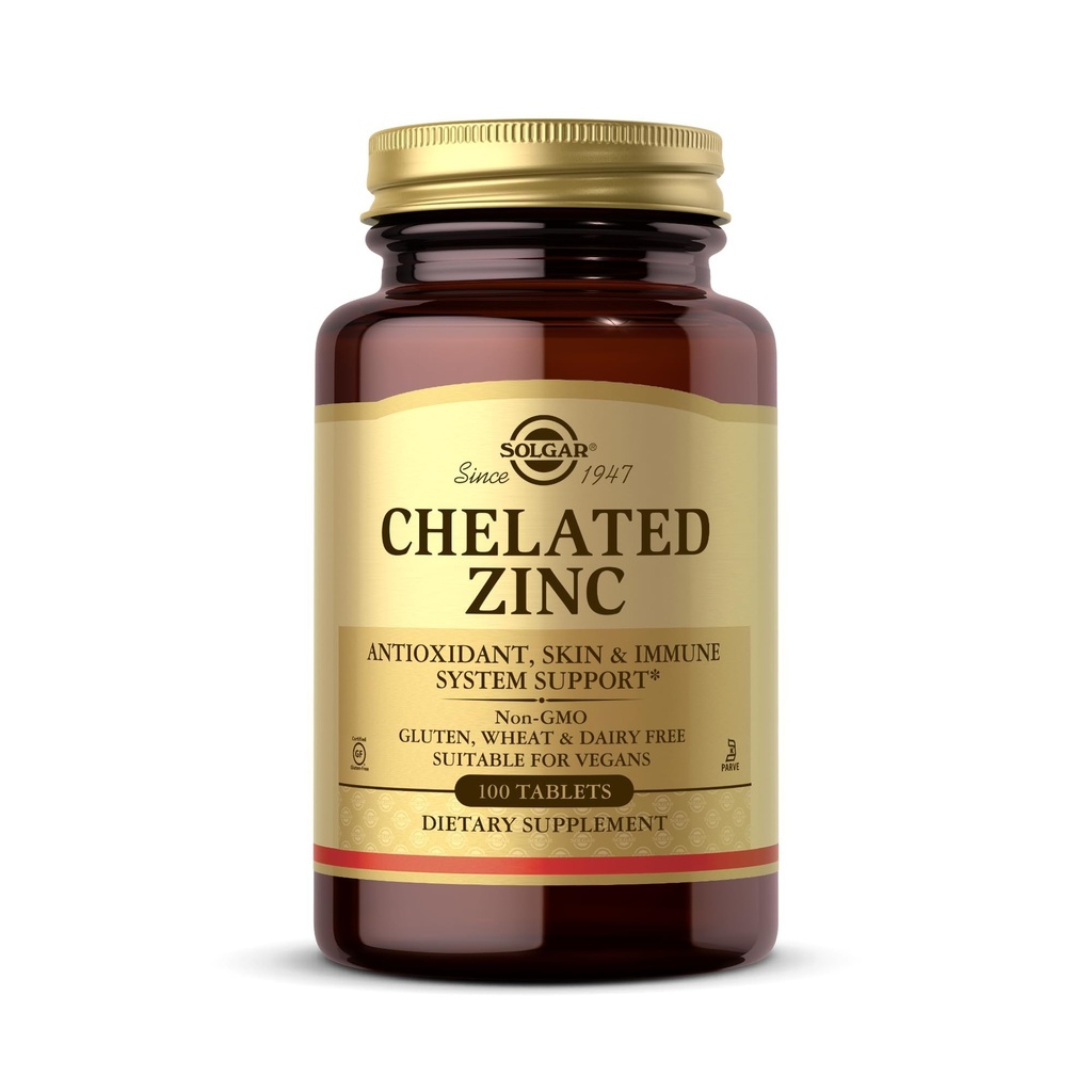 Solgar Chelated 아연, 100 정제 - 건강한 피부를 위한 아연 - 지원 세포 성장 & DNA 형성 - 항 산화 방지제 활동 - 건강한 면역 체계 지원 - 비 GMO, 글루텐 자유로운 - 100개의 서빙
