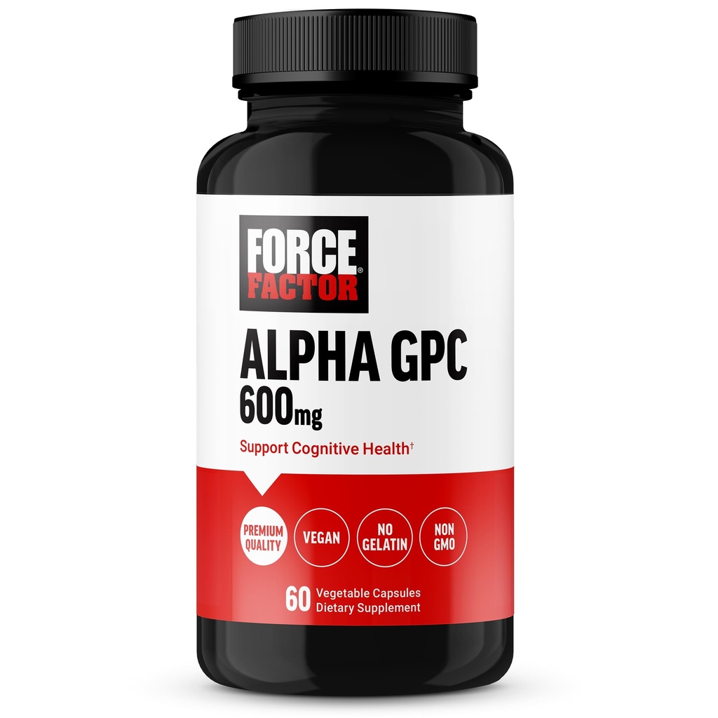 기억과 초점, 알파 GPC 600mg, 우수한 질, Vegan, 비 GMO, 60의 캡슐을 가진 무드 지원 보충교재를 위한 FORCE FACTOR 알파 GPC 뇌 보충교재