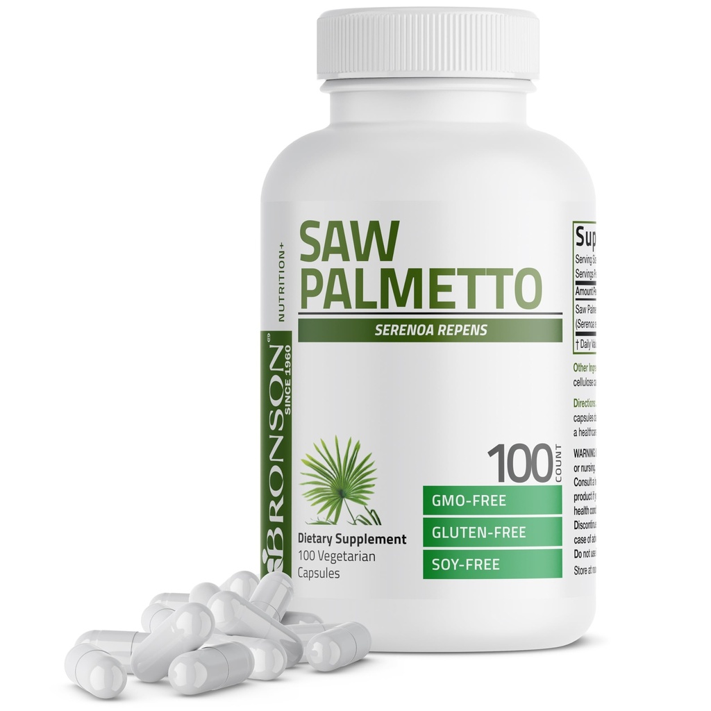 Bronson 톱 Palmetto 여분 힘 지원 건강한 전립선 기능 & 우린 건강 지원 - 비 GMO, 100 채식 캡슐