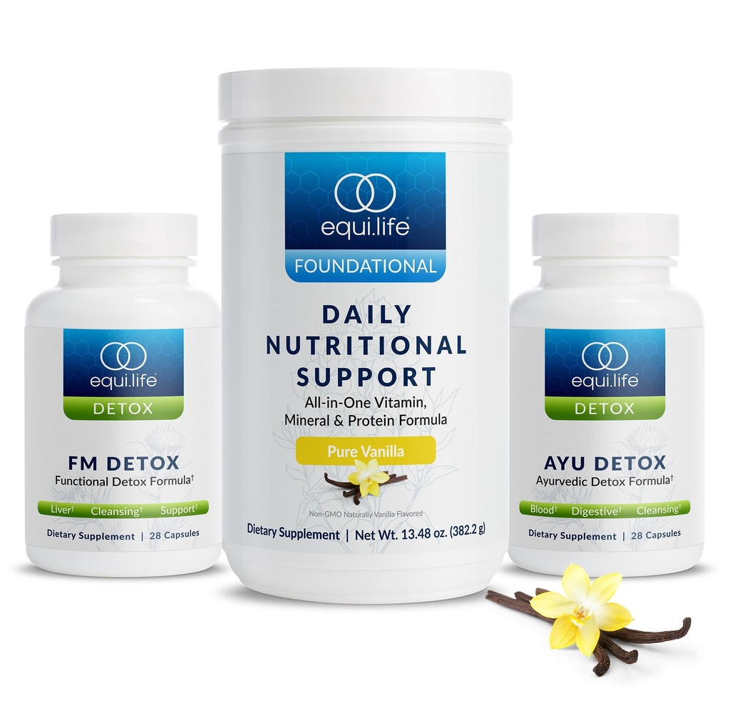 Equilife 박사 Cabral Detox, 식물 기반 단백질, 비타민, 아미노산 및 미네랄을 가진 7 일 프로그램 전체 바디 밸런스, 식사 교체 분말, 채식, 글루텐 무료, 바닐라, 14 서빙