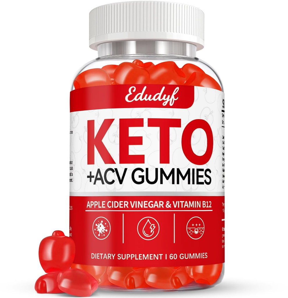 Keto ACV Gummies - 60 Count Gluten-Free, Gelatin-Free Apple Cider Vinegar Gummies with B12 for Keto Support, 채식, 독특한 맛, 남성 및 여성을위한 편리한 병 보충