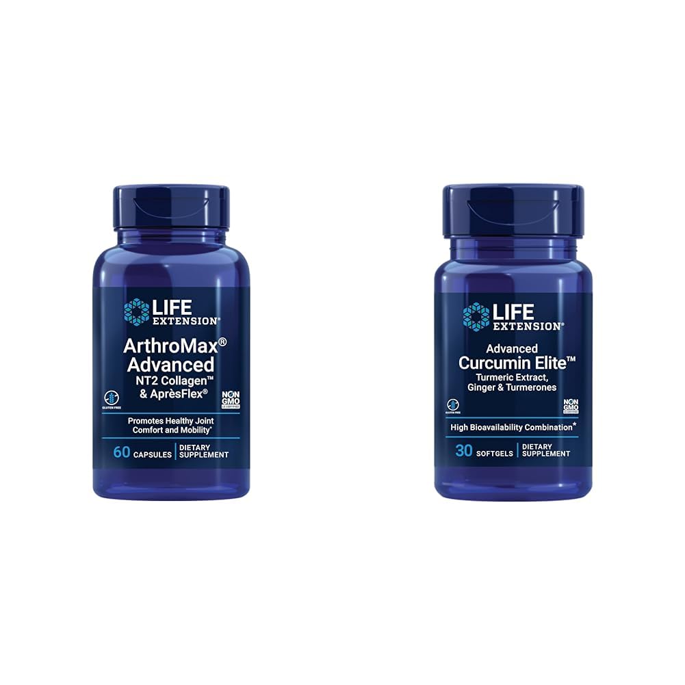 생활 연장 ArthroMax 교원질, 글루코사민 & Curcumin 엘리트 심황, 60의 캡슐 & 30 Softgels를 가진 진보된 합동 건강 보충교재