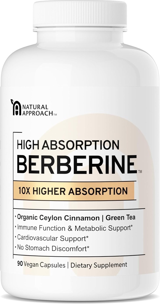 높은 흡수 Berberine Phytosome - 10X More Bioavailable | 여성용 대사 지원 | Ceylon Cinnamon + 녹차 추출물 | Berberis Aristata 보충교재 | 90 캡슐