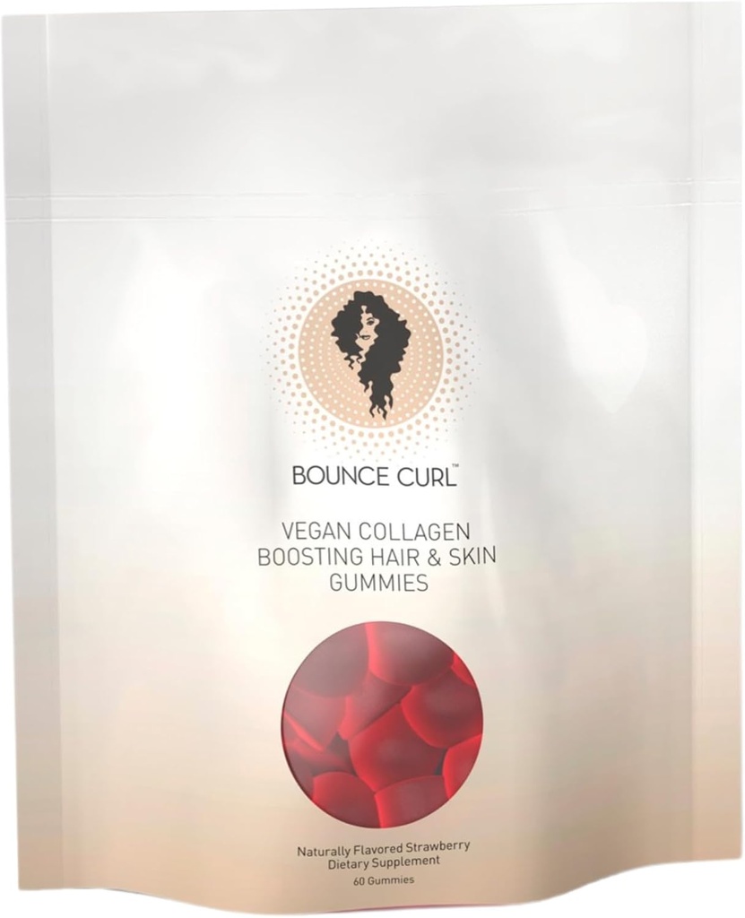 Bounce Curl Vegan Collagen Boosting 머리, 피부 & 못 Gummies, 60 딸기 Gummies