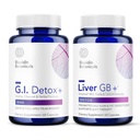 Biocidin G.I. Detox+ Gentle Binder & Liver GB+ Gallbladder Liver 지원 - Toxin 제거 & 뚱뚱한 소화를 낙관하는 것을 돕습니다 - 활성화된 Charcoal, 비석, TUDCA & Bitter 허브 (2개의 제품)