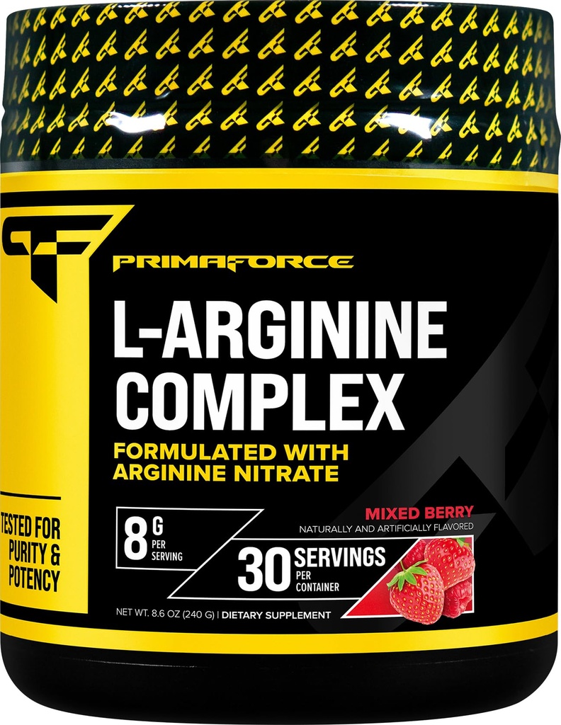 Primaforce L-Arginine Complex Powder (병당 30 인분) | 혼합 Berry) 최대 이득을위한 강력한 단백질 빌딩 보충