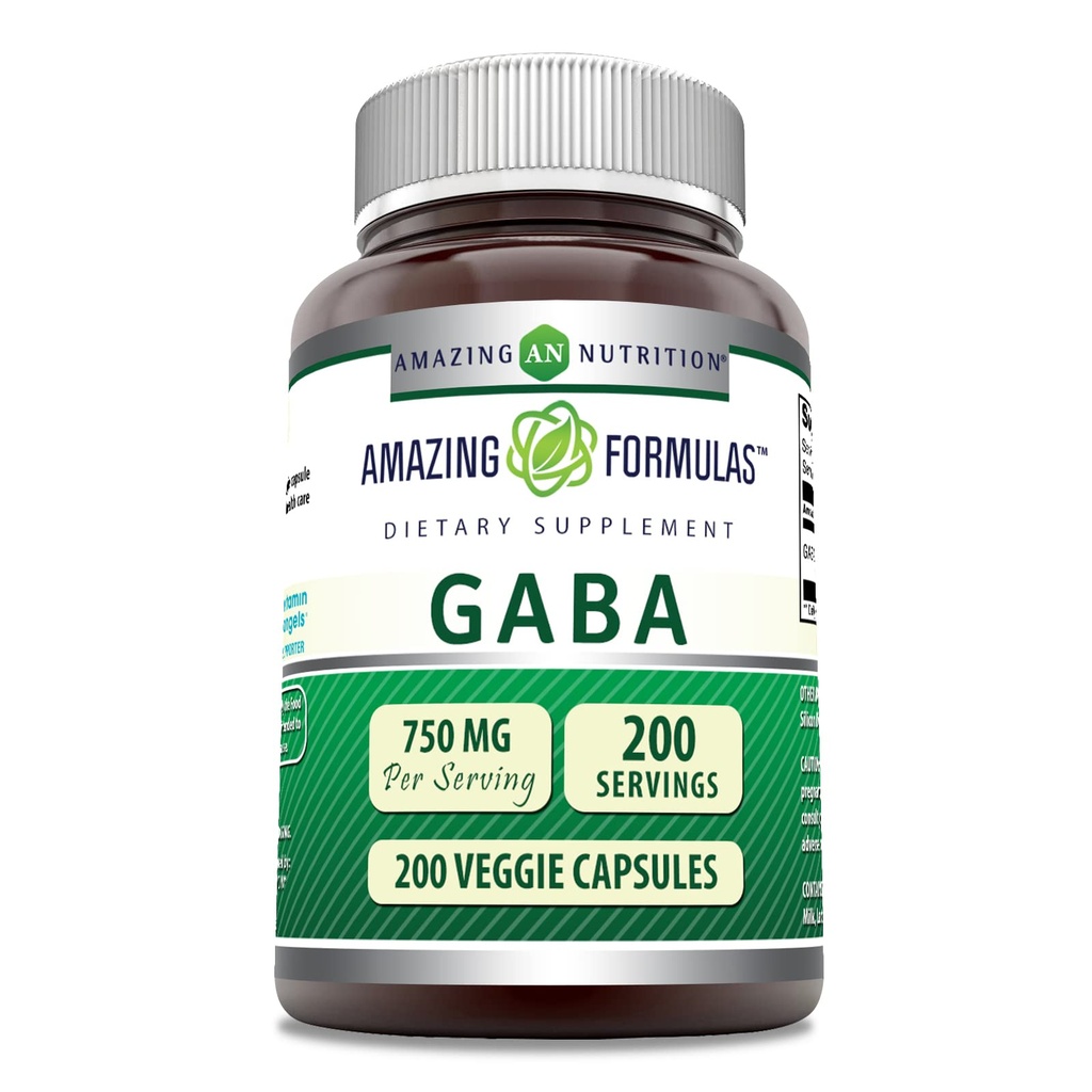 서빙 Veggie 캡슐 보충 당 놀라운 수식 GABA 750mg | Non-GMO | 글루텐 무료 | 미국에서 제작 | 채식에 이상적입니다 (200 개)