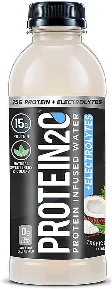 Protein2o 15g Whey Protein Isolate Infusion Water Plus Electrolytes, Sugar Free Sports Drink, Gluten Free, Lactose Free, Tropical Coconut, 16.9 oz Bottle (12 개)