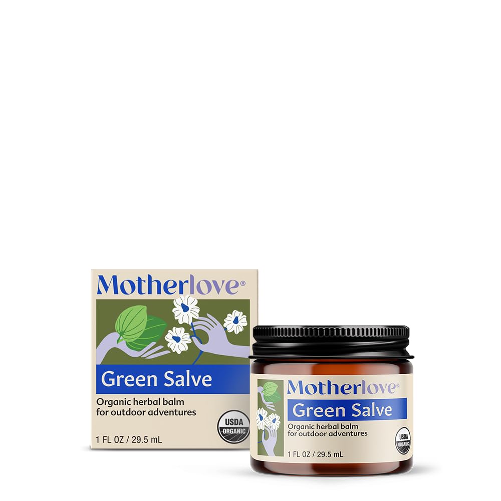 Motherlove Green Salve (1 oz) 가족 친화적 인 야외 모험 연고 - USDA 유기