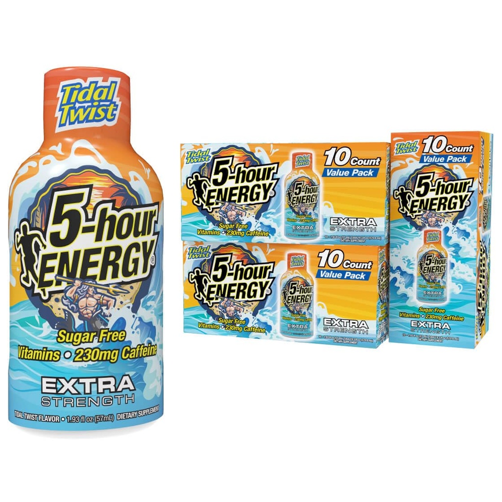 5-hour ENERGY Extra Strength Energy Shot, Tidal Twist (1.93 oz., 30 Count), Zero Calories & Sugar-Free 230 mg Caffeinated Energy Shot, 아미노산 및 B 비타민, 규정식 보충제, Pina-Colada 풍미