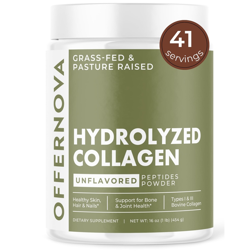 Hydrolyzed Collagen Peptides Powder - 100 % 순수, 잔디 Fed & 여성 및 남성을위한 불쾌한 - 건강한 뼈, 관절, 헤어 및 피부 - Colageno Hidrolizado en Polvo Piel, Cabello y Articulaciones