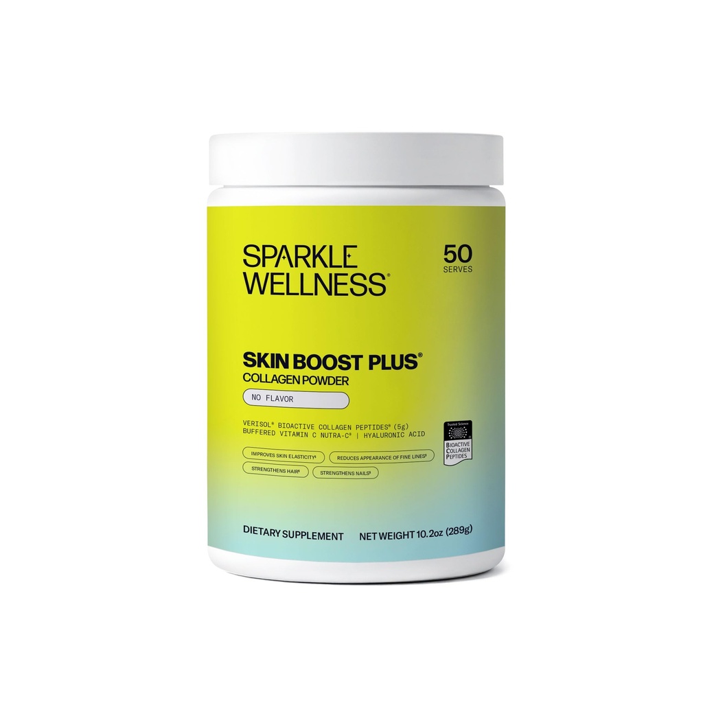 Sparkle Wellness VERISOL Bioactive Hydrolyzed Collagen Peptides | 머리, 피부, 손톱 건강을위한 비타민 C & Hyaluronic 산과 콜라겐 분말 보충 | 피부 Boost Plus (No flavor) [50-Serves]