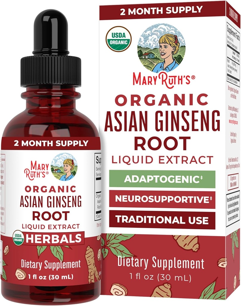 MaryRuth 유기 초본 보충교재 하락, 산화 방지제, 부스트 에너지, Vitality를 위한 1의 Ginseng 뿌리, 지원 초점 및 내구시간, Vegan, 비 GMO, 글루텐 자유로운, 1개의 유동성 Ounces의 팩