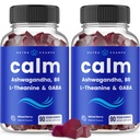 NutraChamps Calm Gummies, 응력 Gummies는 Ashwagandha, L-Theanine, GABA, 비타민 B6 & 레몬 Balm, 90 Gummies (포장 2)를 가진 보충합니다