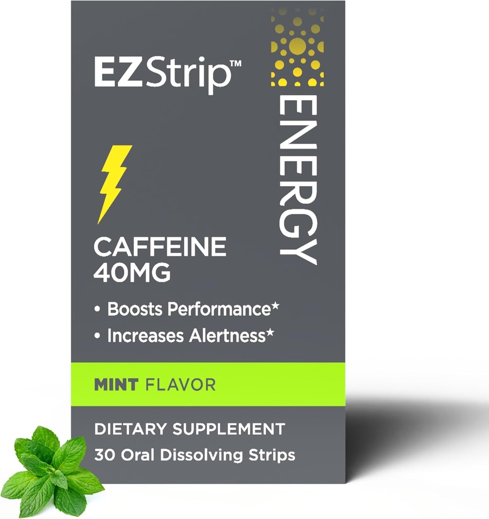 에너지 보조 식품 - 민트 맛, 30 카운트 - 40mg Caffeine과 스트립을 용해하여 일상과 부스트 공연을 돕습니다 - 미국, 설탕 및 글루텐 - 무료