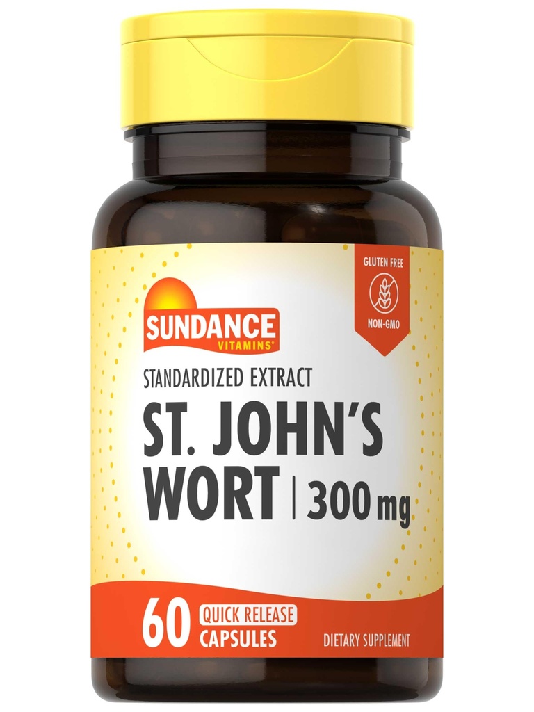 Sundance St. John 's Wort 캡슐 | 300mg | 60 개 | 비 GMO 및 글루텐 무료 표준화 추출물