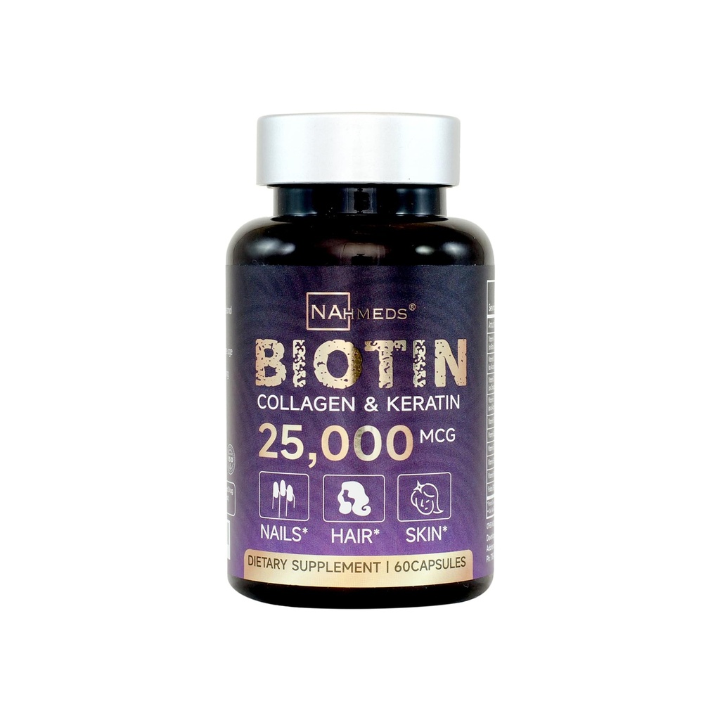 Biotin + Beauty Blend – Collagen, Keratin, MSM – Hair, Skin & Nail Support – Gluten-Free – GMP, ISO 22000, HACCP 인증 – COA 가능 – 60 캡슐