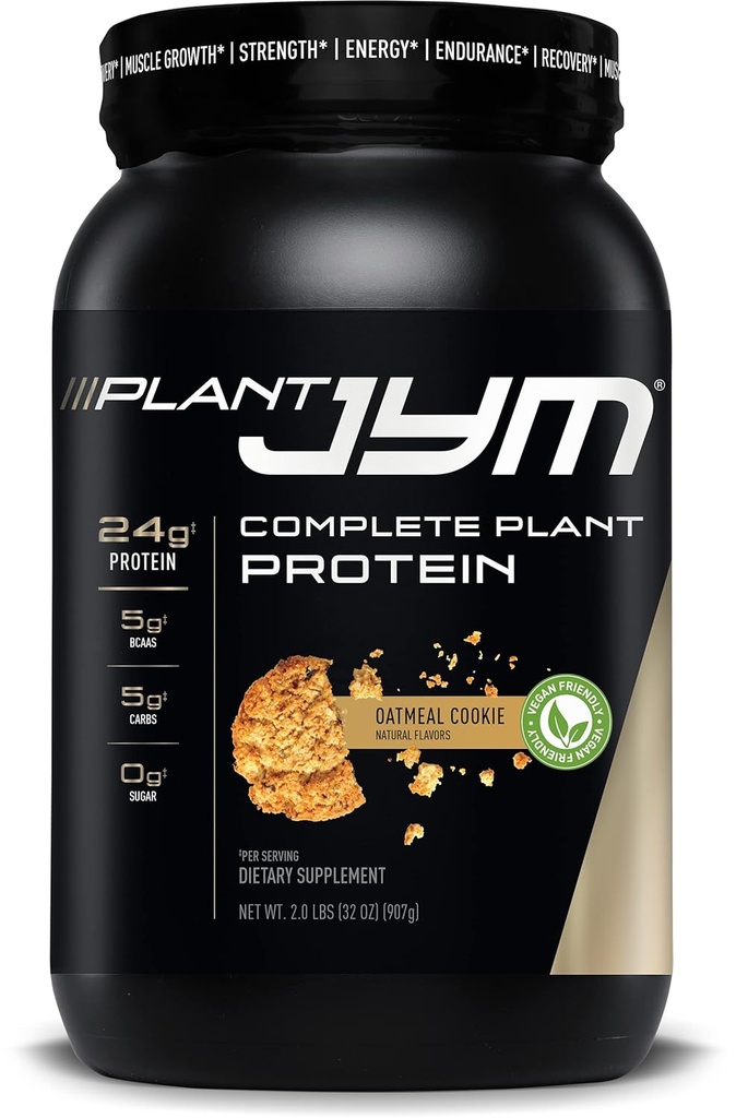 식물 JYM Oatmeal 쿠키 미식가 낙농장 무료 식물 단백질 회복, 5g BCAA, Lactose 무료, 남성 및 여성 2lbs 무료
