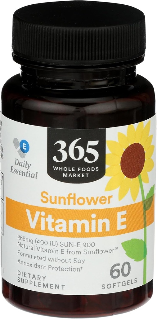 365 전체 식품 시장, 해바라기 비타민 E, 60ct