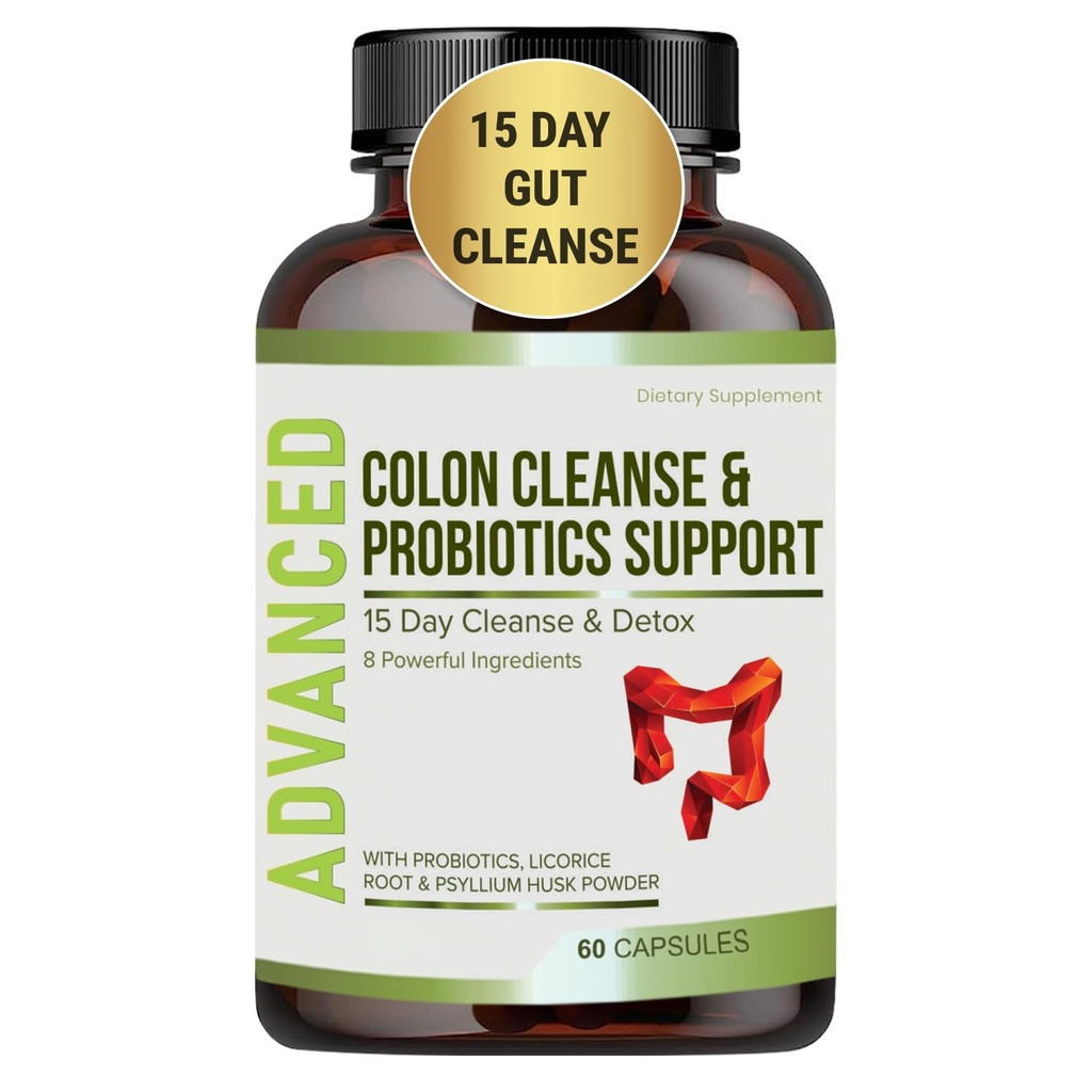 15 Day Gut Cleanse Detox for Women & Men - Probiotics 및 Psyllium Husk for Constipation Relief, Digestive Health, Colon Cleanser & Gut Health.60 Caps와 고급 15 Days Colon Cleanse.