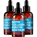 PrimeMD 4-in-1 액체 Biotin Collagen Keratin는 Palmetto Drops (3 팩) 번들 - 여성 및 남성을위한 25000mcg 헤어 네일 및 피부 비타민 - 2 Fl Oz 각, 수박 맛, 글루텐 - 무료, 비 GMO