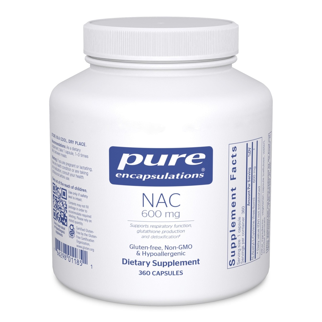 순수한 캡슐화 NAC 600 mg - Lung Health & Immune 지원, Liver 지원 & Antioxidants*를 위한 N 아세틸 Cysteine NAC 보충교재 - Freeform N-Acetyl-L-Cysteine - 360의 캡슐에 넣기