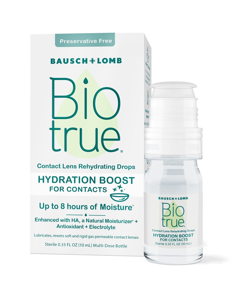 접촉을 위한 Biotrue Hydration 부스트, 건조한 눈, 보존 자유로운, 상쾌한, 윤활 & 습기를 공급하는 렌즈, Rewetting 눈 강하, 0.33 FL Oz (1의 포장)를 위한 Rehydrating 눈 강하