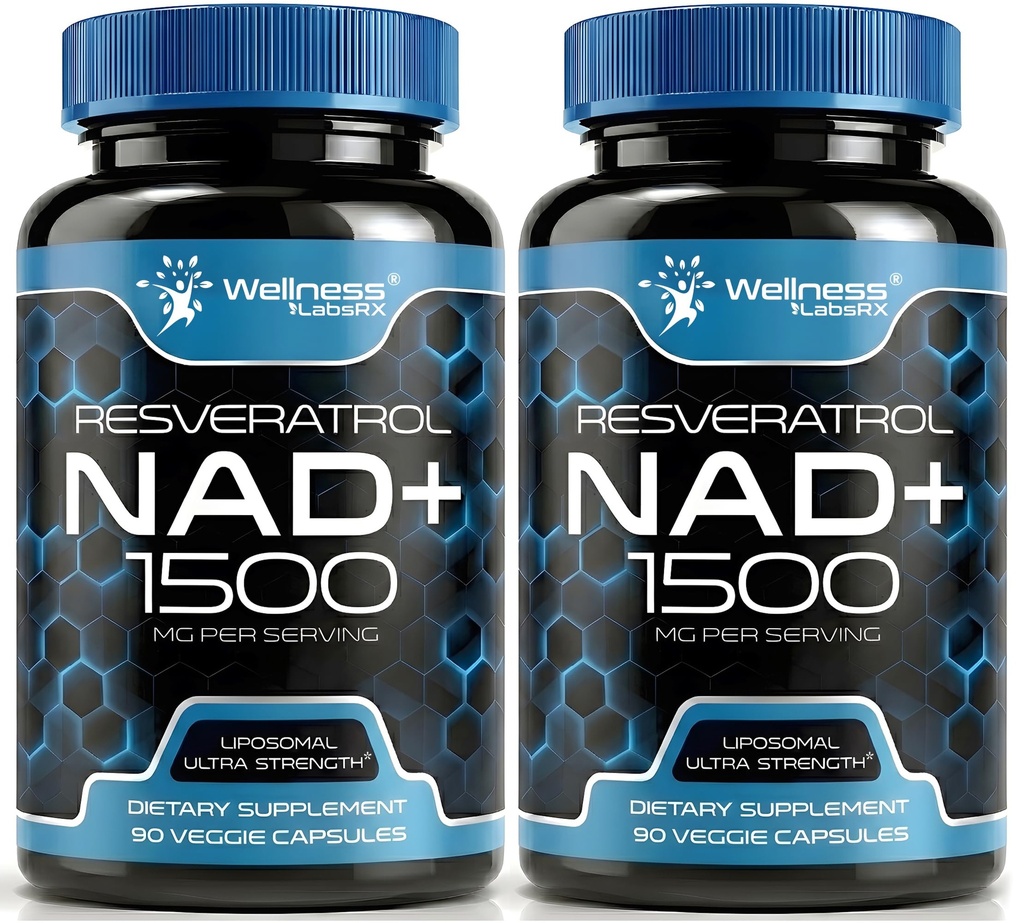 웰니스 LABSRX NAD 보충교재, 1500mg - Liposomal NAD+ Resveratrol, NAD Plus Boosting과 보충 - 세포 건강, 체력 및 건강한 노화 지원 - Ultra Strength Capsules, USA Made - 2 Pack