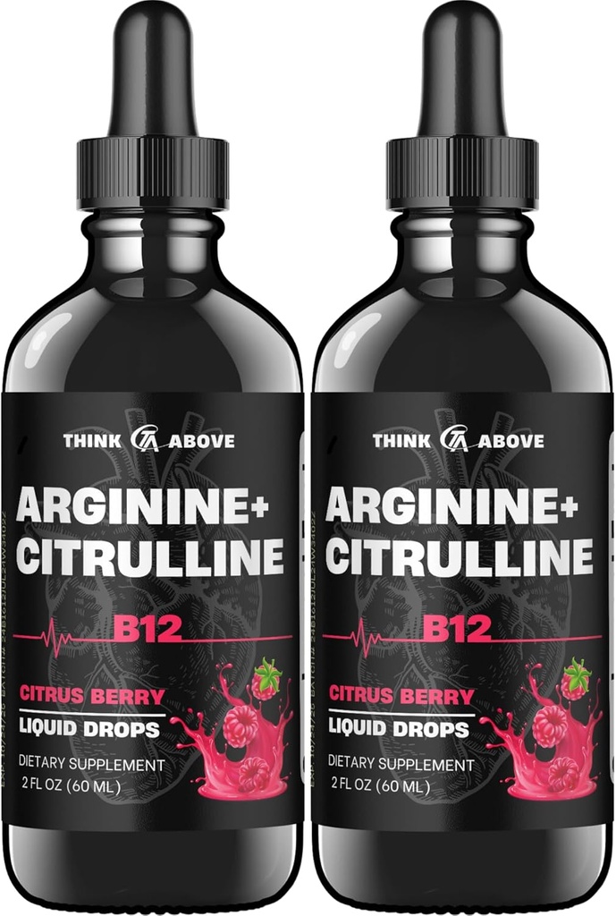 L-Arginine + L-Citrulline + B12 액체 드롭, 감귤 베리 맛, 2 fl oz, 2 팩