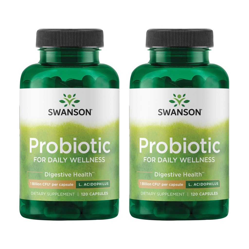 Swanson Probiotic - 소화 건강 보충교재 w / 캡슐 당 1 억 CFU - 자연적인 공식 지원 Bowel 정규성 & 매일 웰니스 - (120의 캡슐) (2 팩)