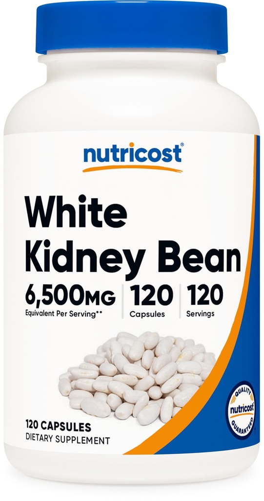 Nutricost 백색 신장 콩 캡슐 6,500mg Equivalent, 120 캡슐 - 채식 모자, 글루텐 무료 및 GMO 무료