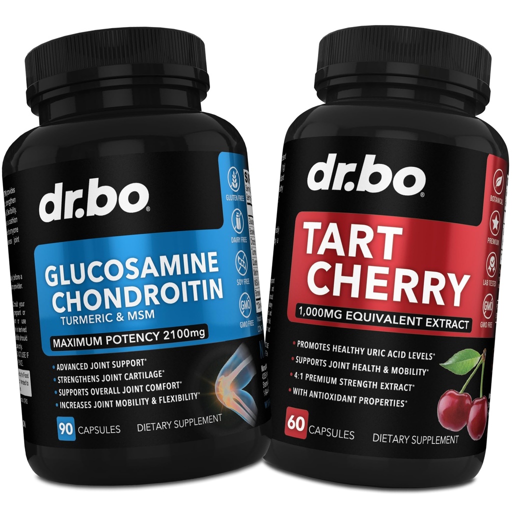 Glucosamine Chondroitin MSM Turmeric & Tart Cherry - 합동 건강 보충교재 무릎 뼈 & 합동, Purge Uric 산 Cleanse 홍조 산화 방지제 알약 - 합동 지원 알약 & 타트 버찌 추출물 캡슐